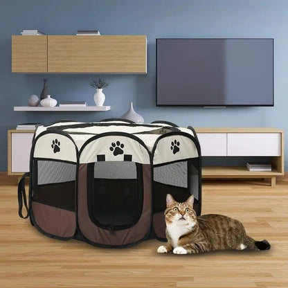 Portable Foldable Pet Tent Kennel Octagonal Fence Puppy Shelter Easy To Use Outdoor Easy Operation Large Dog Cages Cat Fences - Furbury