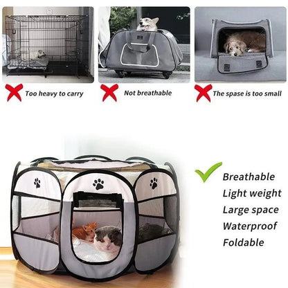 Portable Foldable Pet Tent Kennel Octagonal Fence Puppy Shelter Easy To Use Outdoor Easy Operation Large Dog Cages Cat Fences - Furbury