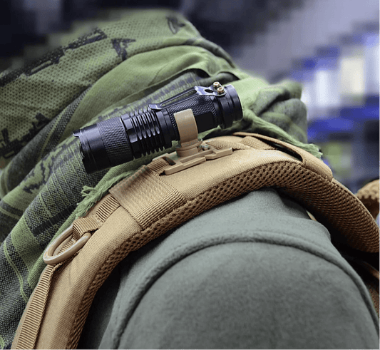Ring Flashlight Work Backpack Lamp Outdoor Hike Climb Pack Light Holder Water Pipe Pole Tool Clamp Shoulder Tape Clip - Checkouts UK