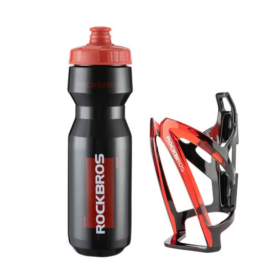 ROCKBROS Cycling Water Bottle+Water Bottle Holder 2 - Piece Set - 750ml Sports Water Bottle+Integrated Molded Water Bottle Holder - Checkouts UK