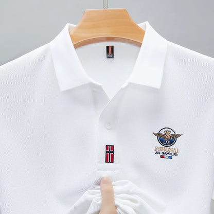 Short Sleeved Polo Shirt for Men in Summer 2025, New Business Casual Wrinkle Resistant Half Sleeved Lapel T-shirt, Loose and Iro - Checkouts UK