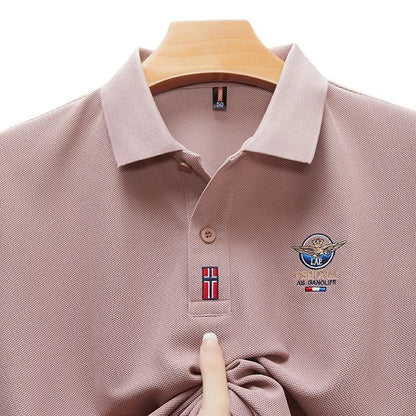 Short Sleeved Polo Shirt for Men in Summer 2025, New Business Casual Wrinkle Resistant Half Sleeved Lapel T-shirt, Loose and Iro - Checkouts UK
