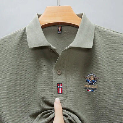 Short Sleeved Polo Shirt for Men in Summer 2025, New Business Casual Wrinkle Resistant Half Sleeved Lapel T-shirt, Loose and Iro - Checkouts UK
