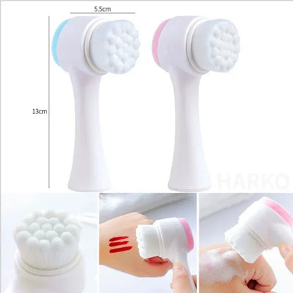 Silica Gel Facial Brush Double Sided Facial Cleanser Blackhead Removing Product Pore Cleaner Exfoliating Facial Brush Face Brush - Checkouts UK