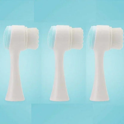 Silica Gel Facial Brush Double Sided Facial Cleanser Blackhead Removing Product Pore Cleaner Exfoliating Facial Brush Face Brush - Checkouts UK