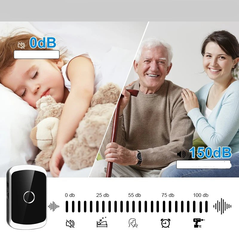 Smart Wireless Doorbell Door Chime Kit No Socket Required 300M/984 FT Remote 38 Songs Melodies Sound Home Door Bell Battery Type - Checkouts UK