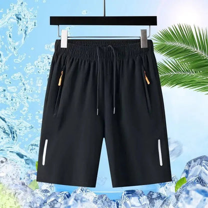 Summer Men Shorts Ice Silk Running Gym Sport Shorts Quick Dry Breathable Beach Short Pant Fitness Jogging Cool Casual Sportswear - Checkouts UK