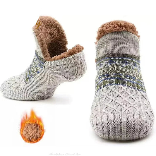 Super Warm Winter Non - slip Floor Socks Women Men Snow Socks Sleep Carpet Socks Slippers Socks Women Velvet Boot Unsiex Home Wear - Checkouts UK
