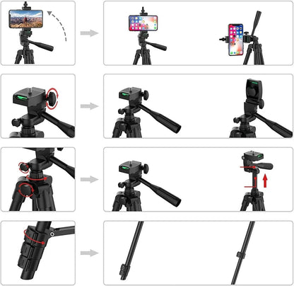 Tripod For Phone Camera Tripod Stand with Bluetooth Remote Phone Holder Lightweight Universal Photography For Xiaomi Huawei DSLR - Checkouts UK