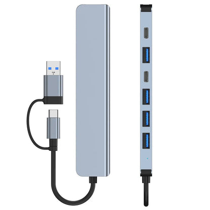 USB C Hub USB Hub 3.0, Aluminum 7 in 1 USB Extender, USB Splitter with USB 3.0, 4 X USB 2.0 and 2 USB C Ports USB Distributor - Checkouts UK