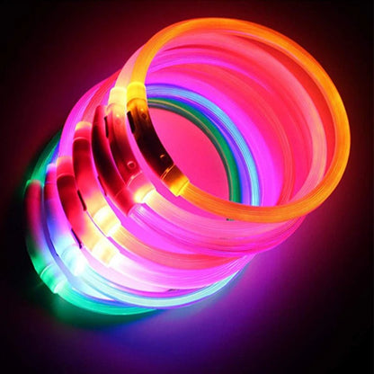 USB Rechargeable Luminous Collar Adjustable Led Glowing Dog Collar for Large Small Dogs Cat Night Light Collar Pet Safety Harnes - Checkouts UK
