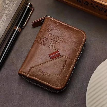 Vintage Style Compact PU Leather Wallet - Multiple Card Slots, Portable Credit Card Holder - Checkouts UK