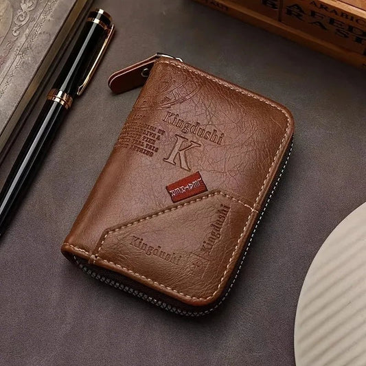 Vintage Style Compact PU Leather Wallet - Multiple Card Slots, Portable Credit Card Holder - Checkouts UK