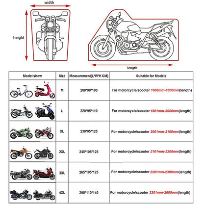 Waterproof Motorcycle Cover M L XL XXL XXXL XXXXL All Season Motorbike Cover Dustproof UV Protective Outdoor Camping Moto Cover - Checkouts UK