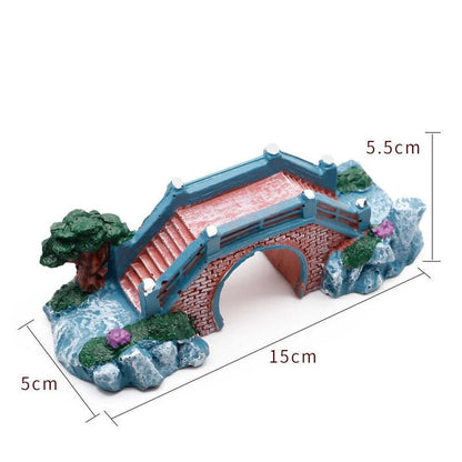 Wholesale Bulk Aquarium Fish Tank Vintage Decorative Bridge Landscape Ornaments Pavilion Tree Plants Resin Design Pet Supplies Home Decorations - Furbury