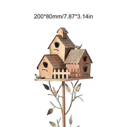 Wholesale Bulk Birdhouse Garden Stakes Outdoor Decor Metal Bird House Art Crafts Bird Feeders Miniatures for Outdoor Garden Decorations - Furbury