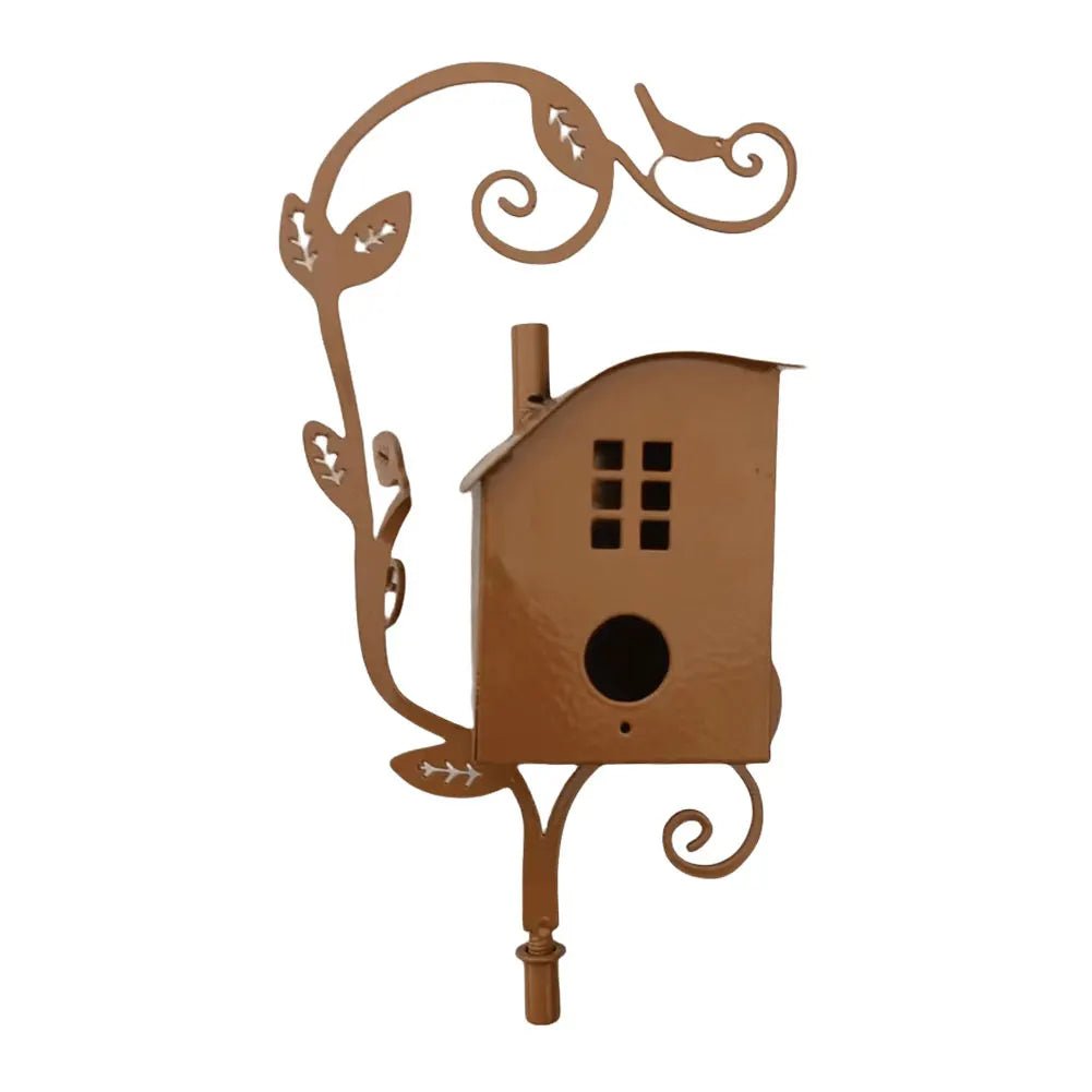 Wholesale Bulk Birdhouse Garden Stakes Outdoor Decor Metal Bird House Art Crafts Bird Feeders Miniatures for Outdoor Garden Decorations - Furbury