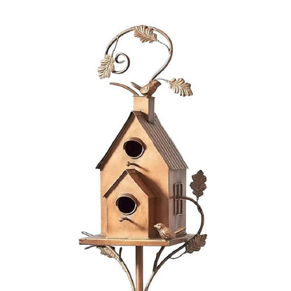 Wholesale Bulk Birdhouse Garden Stakes Outdoor Decor Metal Bird House Art Crafts Bird Feeders Miniatures for Outdoor Garden Decorations - Furbury