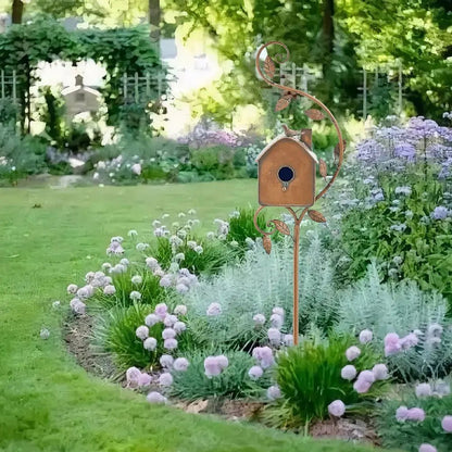 Wholesale Bulk Birdhouse Garden Stakes Outdoor Decor Metal Bird House Art Crafts Bird Feeders Miniatures for Outdoor Garden Decorations - Furbury