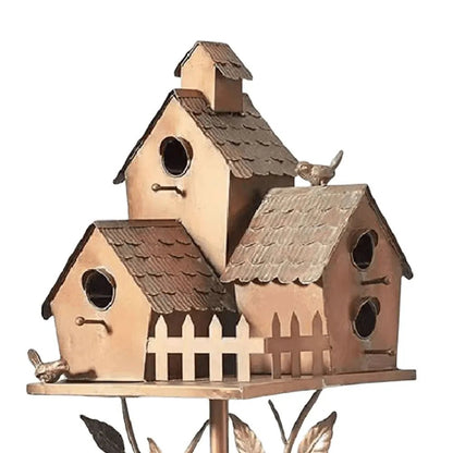 Wholesale Bulk Birdhouse Garden Stakes Outdoor Decor Metal Bird House Art Crafts Bird Feeders Miniatures for Outdoor Garden Decorations - Furbury