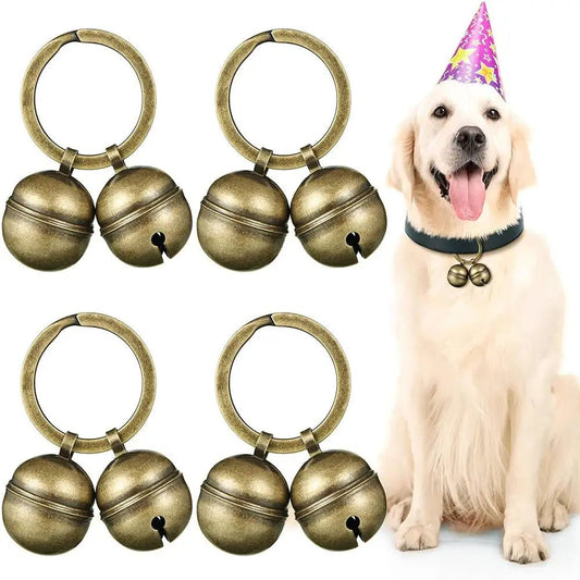 Wholesale Bulk Cat Dog Collar Bells Brass Bells for Collar Dog Charm Bells Pet Pendant with Key Rings for Collars Necklace - Furbury