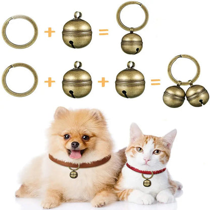 Wholesale Bulk Cat Dog Collar Bells Brass Bells for Collar Dog Charm Bells Pet Pendant with Key Rings for Collars Necklace - Furbury