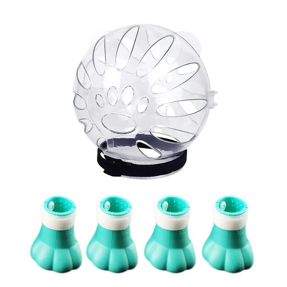 Wholesale Bulk Cat Muzzle Boots Set Anti Bite Breathable Space Hood Clear Cats Helmet With Paw Cover Portable Astronaut Helmet For Grooming ﻿ - Furbury