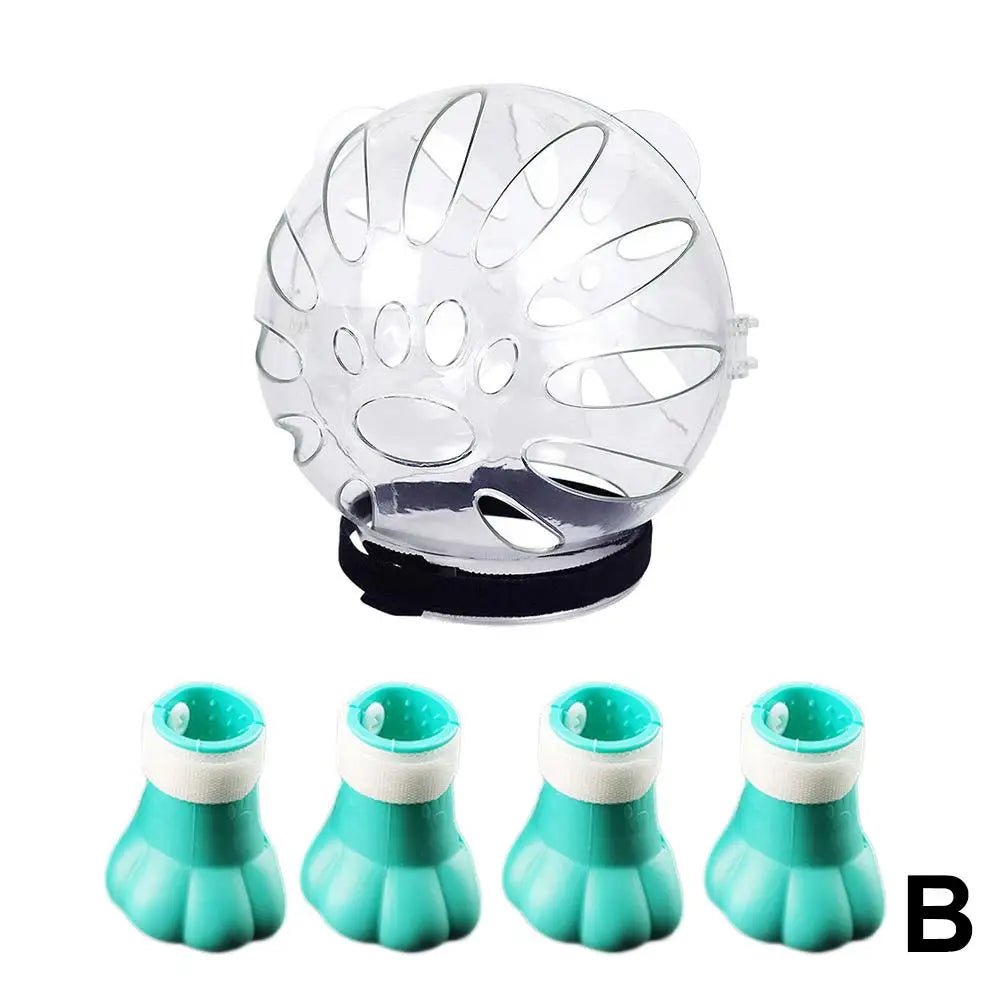 Wholesale Bulk Cat Muzzle Boots Set Anti Bite Breathable Space Hood Clear Cats Helmet With Paw Cover Portable Astronaut Helmet For Grooming ﻿ - Furbury