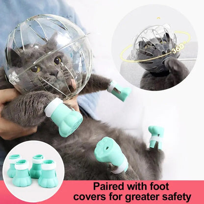 Wholesale Bulk Cat Muzzle Boots Set Anti Bite Breathable Space Hood Clear Cats Helmet With Paw Cover Portable Astronaut Helmet For Grooming ﻿ - Furbury