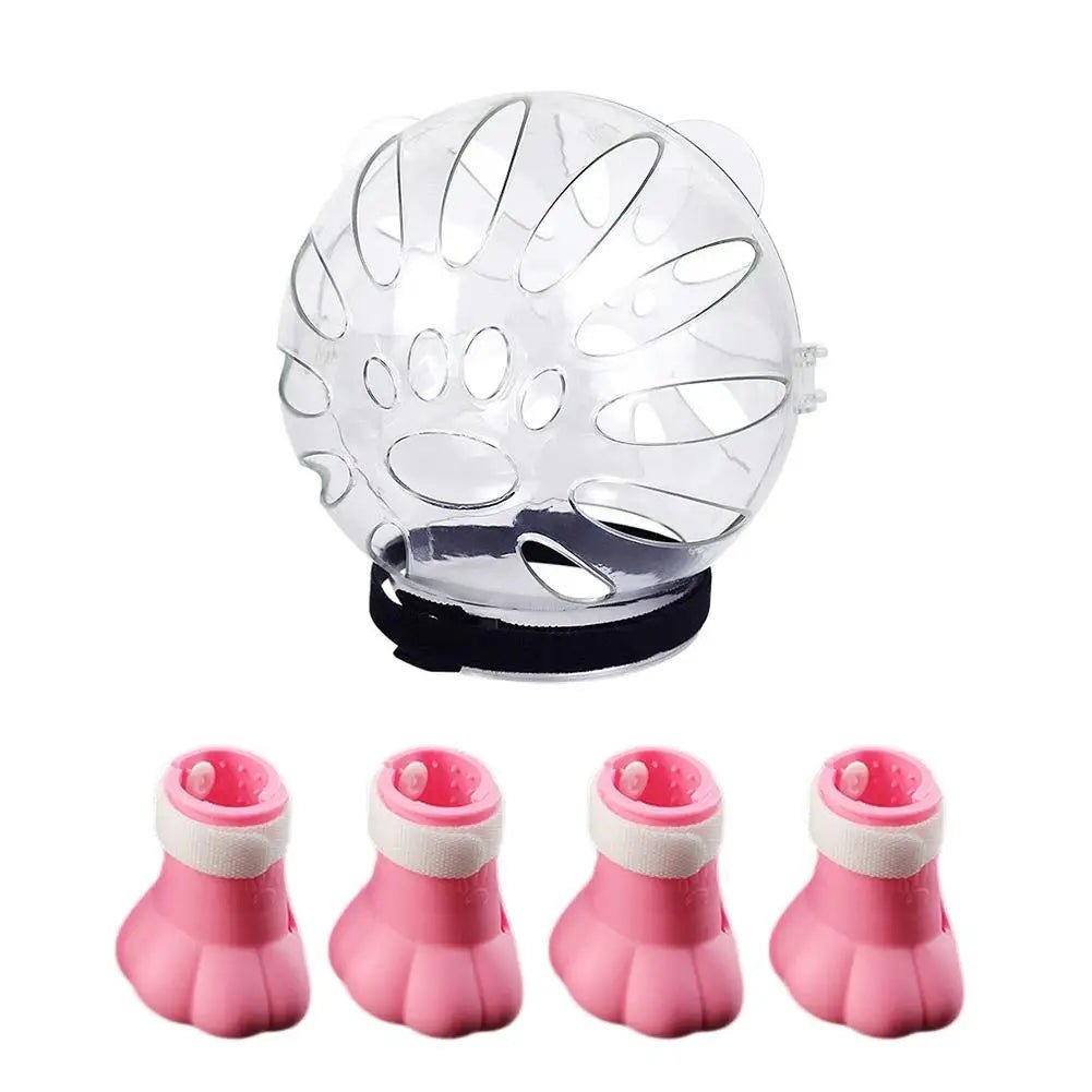 Wholesale Bulk Cat Muzzle Boots Set Anti Bite Breathable Space Hood Clear Cats Helmet With Paw Cover Portable Astronaut Helmet For Grooming ﻿ - Furbury