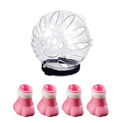 Wholesale Bulk Cat Muzzle Boots Set Anti Bite Breathable Space Hood Clear Cats Helmet With Paw Cover Portable Astronaut Helmet For Grooming ﻿ - Furbury