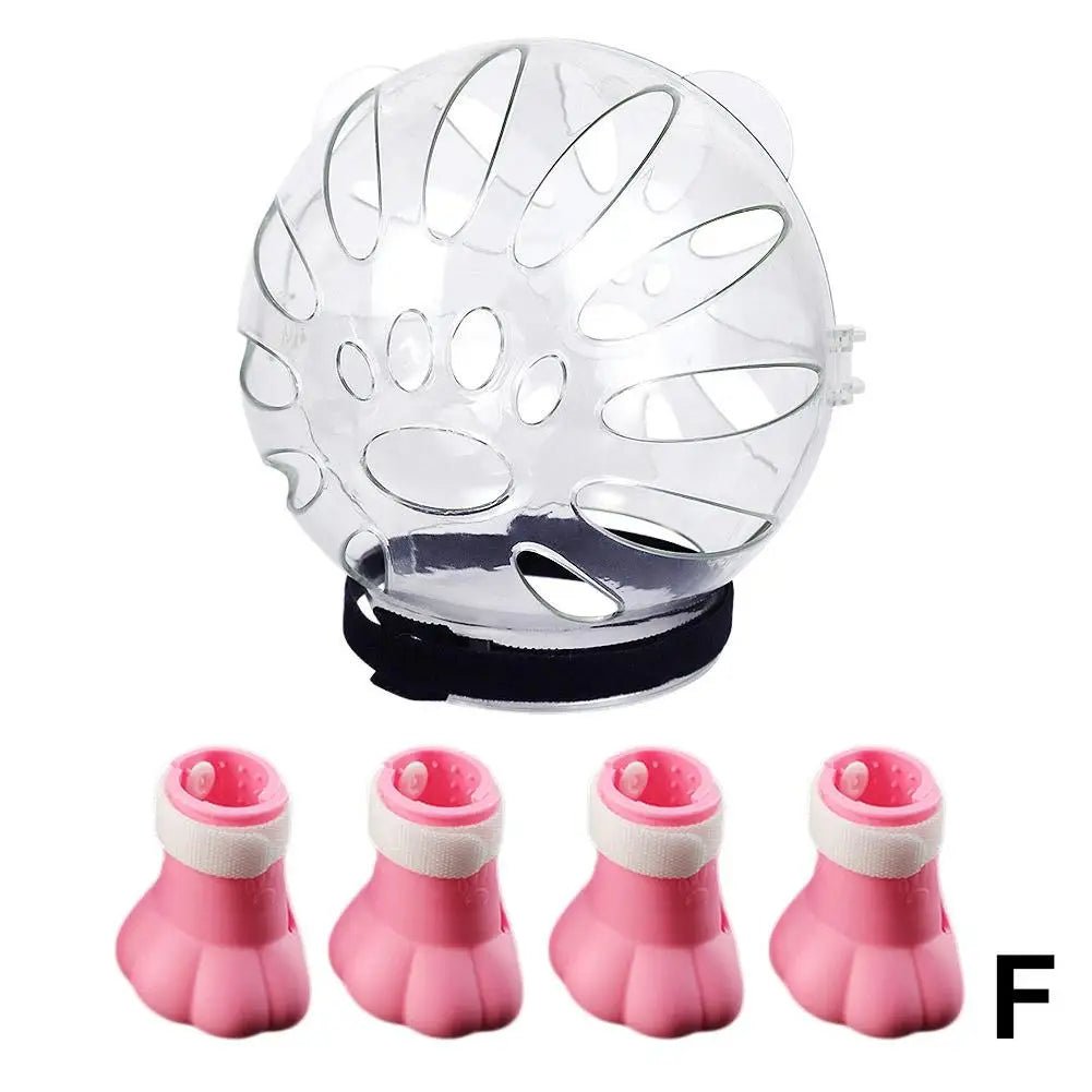 Wholesale Bulk Cat Muzzle Boots Set Anti Bite Breathable Space Hood Clear Cats Helmet With Paw Cover Portable Astronaut Helmet For Grooming ﻿ - Furbury