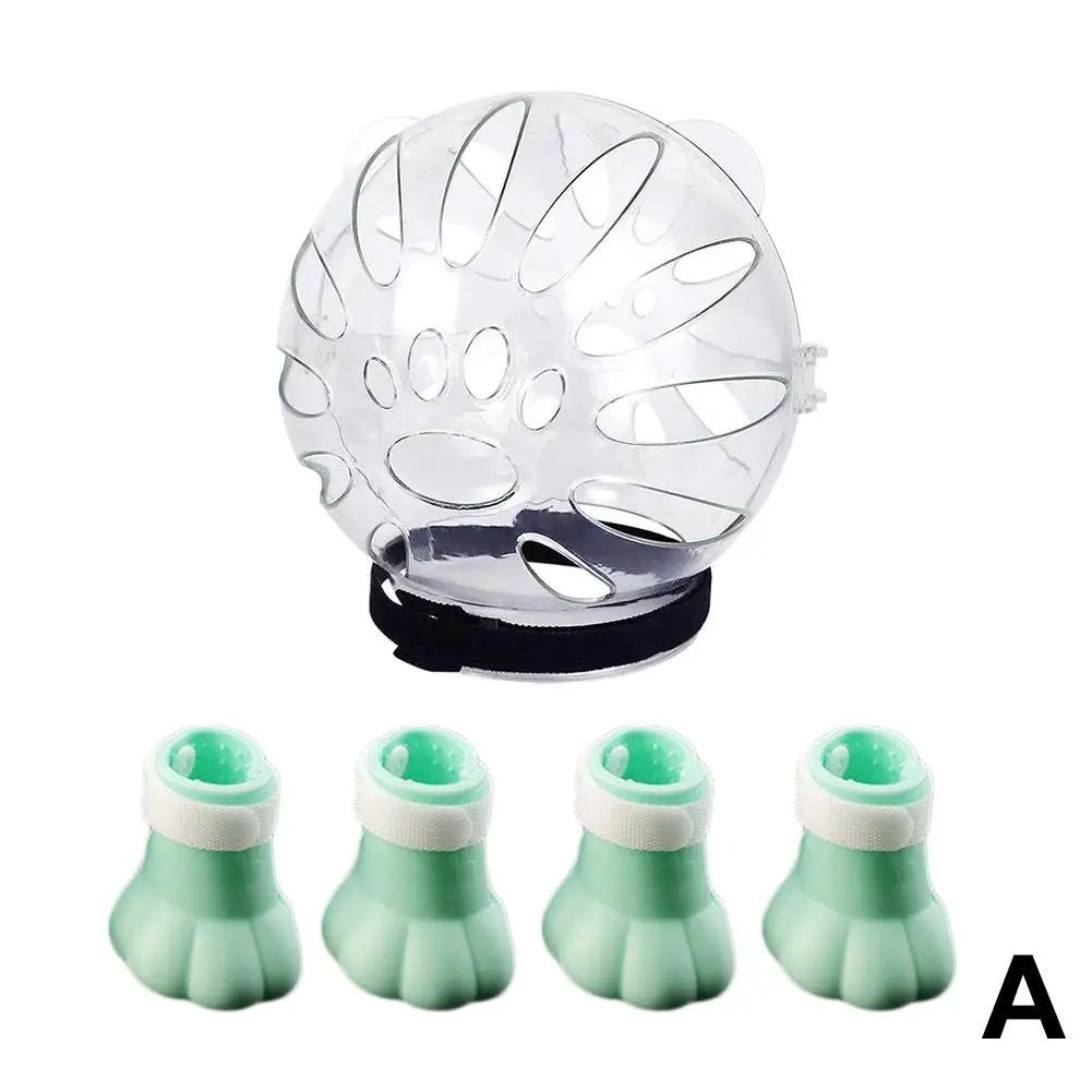 Wholesale Bulk Cat Muzzle Boots Set Anti Bite Breathable Space Hood Clear Cats Helmet With Paw Cover Portable Astronaut Helmet For Grooming ﻿ - Furbury