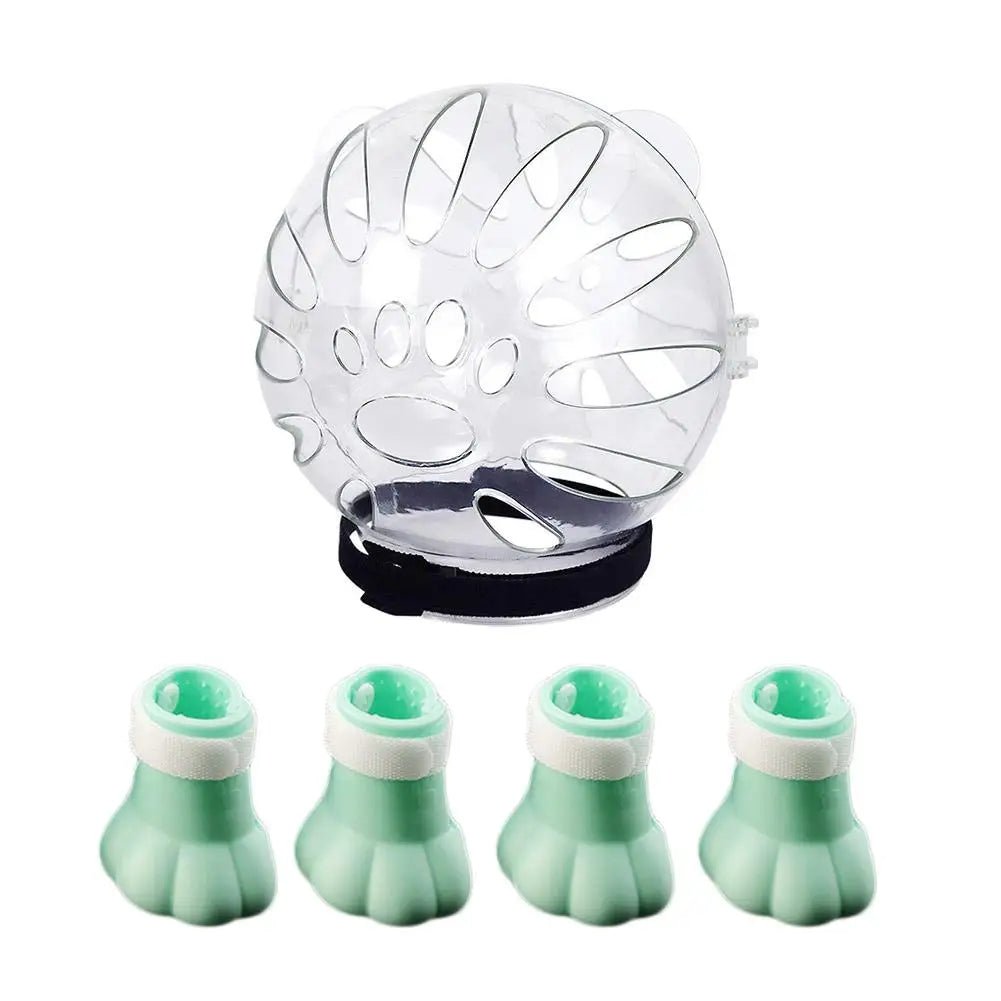 Wholesale Bulk Cat Muzzle Boots Set Anti Bite Breathable Space Hood Clear Cats Helmet With Paw Cover Portable Astronaut Helmet For Grooming ﻿ - Furbury