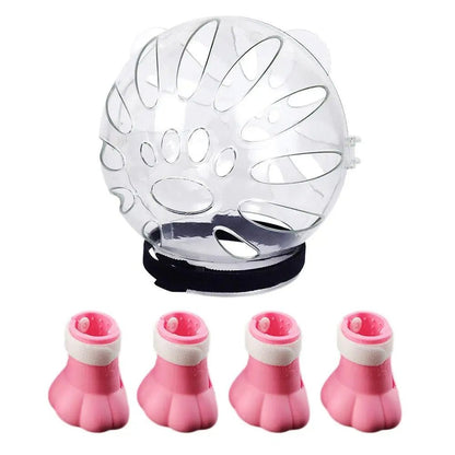 Wholesale Bulk Cat Muzzle Boots Set Anti Bite Breathable Space Hood Clear Cats Helmet With Paw Cover Portable Astronaut Helmet For Grooming ﻿ - Furbury