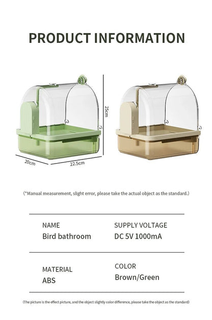 Wholesale Bulk Clear Hanging Bird Bath Automatic Water Circulation Bath Shower For Bird Easy to clean Space Saving Design Bird Cage Accessory - Furbury