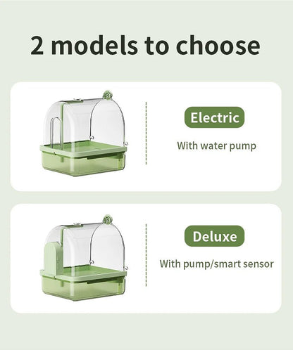 Wholesale Bulk Clear Hanging Bird Bath Automatic Water Circulation Bath Shower For Bird Easy to clean Space Saving Design Bird Cage Accessory - Furbury