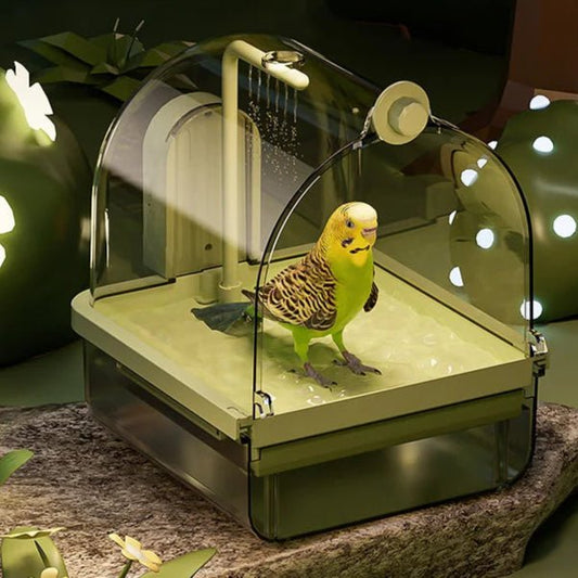 Wholesale Bulk Clear Hanging Bird Bath Automatic Water Circulation Bath Shower For Bird Easy to clean Space Saving Design Bird Cage Accessory - Furbury