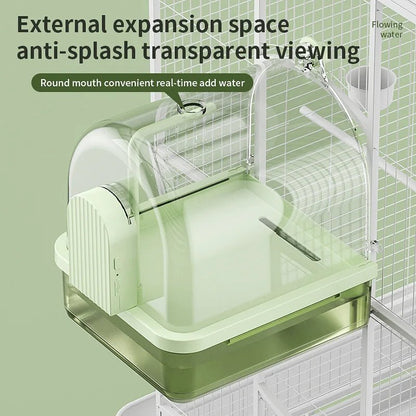 Wholesale Bulk Clear Hanging Bird Bath Automatic Water Circulation Bath Shower For Bird Easy to clean Space Saving Design Bird Cage Accessory - Furbury