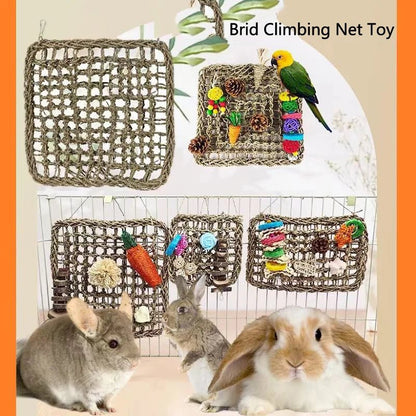 Wholesale Bulk Durable Parrot Birds Climbing Net Hand Woven Water Grass Net Parakeet Swing Play Rope Ladder Chew Toy Bird Cage Accessories ﻿Hot - Furbury