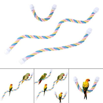 Wholesale Bulk Pet Bird Bite Toys Parrot Color Cotton Rope Toys Elastic Parrot Climbing Toys Sturdy Bird Swing Harness Cage Pet Toy Swing Stand - Furbury