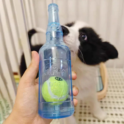 Wholesale Bulk Pet Chew Toy TPR Bite - resistance Beer Bottle with Tennis Ball Toy Puppy Teeth Grinding dog Chewing Squeaky Interactive Toys - Furbury