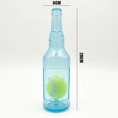 Wholesale Bulk Pet Chew Toy TPR Bite - resistance Beer Bottle with Tennis Ball Toy Puppy Teeth Grinding dog Chewing Squeaky Interactive Toys - Furbury