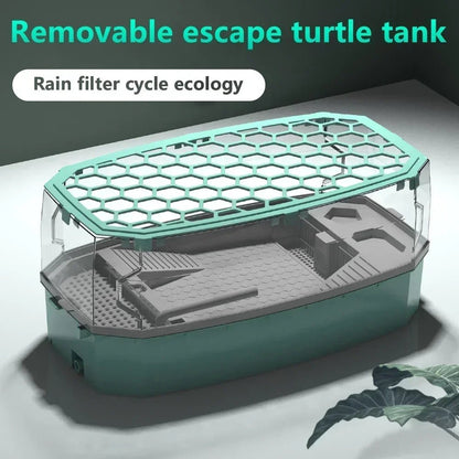 Wholesale Bulk Plastic Transparency Turtle Tank House Turtle Anti - Escape Cage Reptiles Habitat with Areas To Breed Feed Swim Basking Platform - Furbury