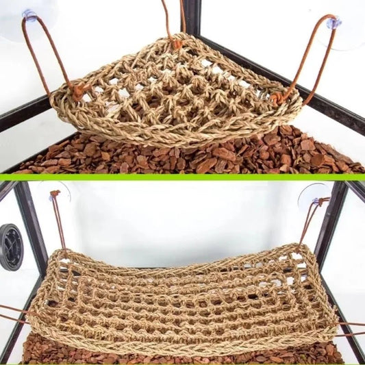 Wholesale Bulk Reptile Lizard Hammock Hamster Grass Cushion Pet Bed Seagrass Hammock Swing Pet Reptile Toy Hanging Mattress Hanging Sofa - Furbury