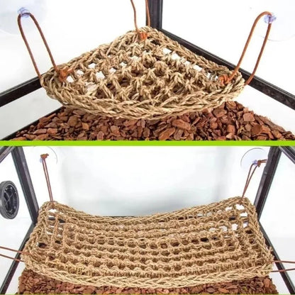 Wholesale Bulk Reptile Lizard Hammock Hamster Grass Cushion Pet Bed Seagrass Hammock Swing Pet Reptile Toy Hanging Mattress Hanging Sofa - Furbury