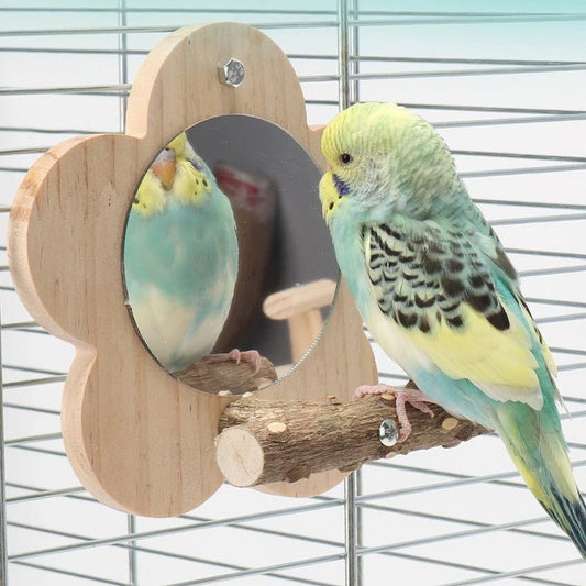 Wholesale Bulk Wooden Bird Perch Natural Wood Bird Perch Stand with Mirror Parrots Platform Cage Accessories Branch Perch Rod Stand - Furbury