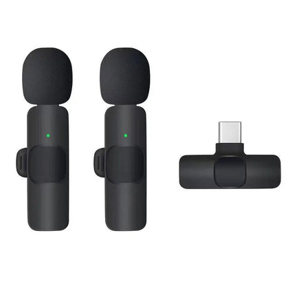 Wireless Lavalier Microphone Portable Audio Video Recording Mini Mic for iPhone Android Live Broadcast Gaming Phone Mic - Checkouts UK