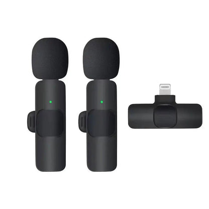 Wireless Lavalier Microphone Portable Audio Video Recording Mini Mic for iPhone Android Live Broadcast Gaming Phone Mic - Checkouts UK