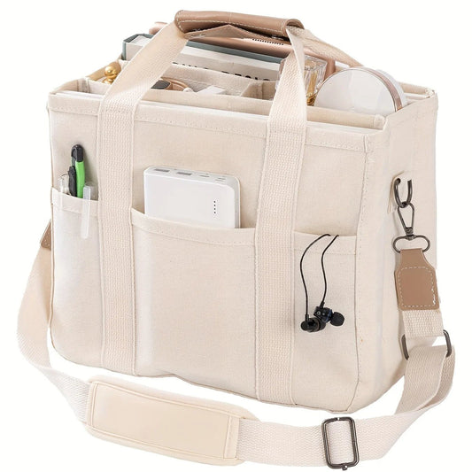 Women's Bag Canvas Large Capacity Multi Tote Handbag Layer Function Crossbody Bag Women's Handbag Shopping - Checkouts UK